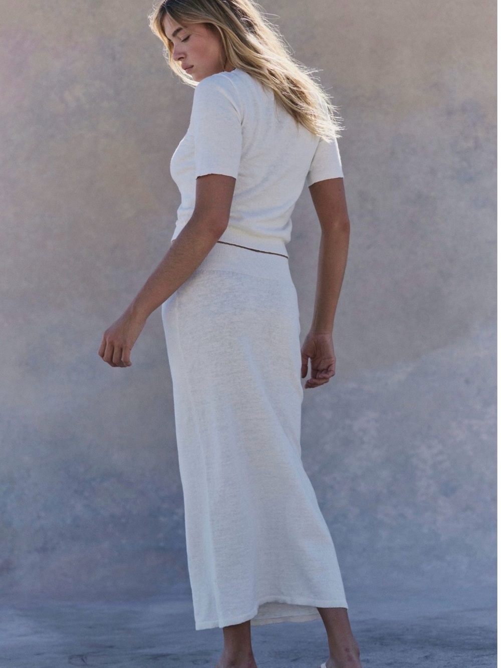 Free People Isabella Sweater Skirt Set Linen Cotton Blend NWT 💕 - Picture 2 of 4